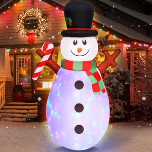 5 FT Christmas Inflatables Snowman with Colorful Rotating Led Lights Outdoor Yard Decorations, Blow Up Cute Snowman Xmas Frosty Winter Decor Clearance for Indoor Lawn Garden Holiday Party