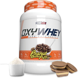 OxyWhey Lean Whey Protein Powder - 25g of 100% Pure, Lean, Non-GMO Whey Protein Blend, Post Workout Fitness & Nutritional Shakes, Smoothies, Baking & Cooking - 27 Serves (Peanut Butter Puffs)