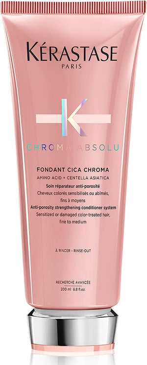 Kérastase Chroma Absolu, Strengthening & Fortifying Conditioner, For Sensitised or Damaged Color-Treated Hair, Fine To Medium, Anti-Porosity, with Lactic Acid, Fondant Cica Chroma, 200ml