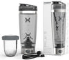 Pro Shaker Bottle | Rechargeable, Powerful for Smooth Protein Shakes | includes Supplement Storage - BPA Free | 600ml Cup (Silver White/Gray)