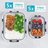 Glass Food Storage Containers 10 Pack, Meal Prep Containers with Snap Lock Leakproof Lids, Reusable Microwave safe BPA-free Lunch Boxes (10 Containers & 10 Lids) 1050ml & 370ml