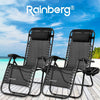 Zero Gravity Chair, Heavy Duty Textoline, Outdoor & Garden Sunloungers, Reclining & Folding Chair with Cup Cup And Phone Holder Plus Headrest Pillow