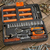 Socket Set – 130-Piece Ratchet Set, 1/4" Drive Socket Set with Extension Bar, Coupler, Socket Wrench - Wrench Set and Screwdriver Bit with Carry Case - Car Tool