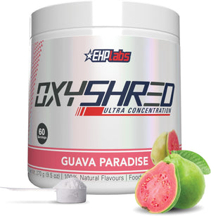 OxyShred Pre Workout Powder & Shredding Supplement - Preworkout Powder with L Glutamine & Acetyl L Carnitine, Energy Boost Drink - Guava Paradise, 60 Servings