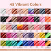 73 Pcs Gel Nail Polish Set with Lamp Starter Kit, Jelly/Glitter/Neon/Glow in the Dark 45 Colors,Nail Primer, Base,Matte & Top Coat 54W LED Auto Sensor Rhinestones Manicure Tools LA00
