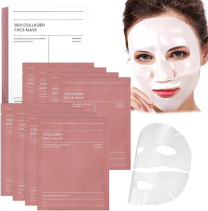 Bio Collagen Mask,Bio Mask, Bio-Collagen Real Deep Mask,Bio dance Collagen Mask Overnight,Korean Bio Collagen Face Mask,Deep Hydration, Reduce Fine Lines (8PCS)