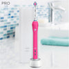 Pro 2500 3D White Electric Rechargeable Toothbrush with Travel Case Powered by Braun - Pink - Ships with a UK 2 pin plug