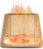 2-in-1 Ultrasonic Essential Oil Diffuser & Himalayan Salt Lamp, Aromatherapy Diffuser Cool Mist Humidifier with Auto Off Function, 100% Pure Himalayan Pink Salt Rock, 150ml (Wooden Grain)