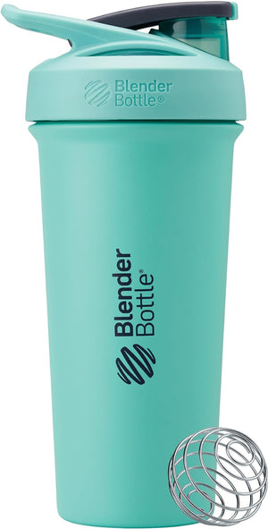 Strada Sleek Shaker Cup Insulated Stainless Steel Water Bottle with Wire Whisk, 700ml, Seafoam