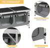 Folding Camping Cupboard Kitchen, Height Adjustable Aluminum Camping Table with Storage, Lightweight Picnic Table with Carry Handle for Outdoor Patio BBQ Party, Black + Grey
