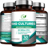 - 50 Billion CFU Probiotics with Prebiotics - Bio Cultures - Multi Strain Probiotic Formula for Men & Women – 30 Vegan Capsules – Live Cultures Probiotic Supplement with Acidophilus