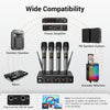 Wireless Microphones System, 4x5 Channels Cordless Handheld Dynamic Mic with Receiver, 60M UHF Range, Mics with stable signal Transmission for Karaoke Singing Party Church Wedding DJ PA Speaker