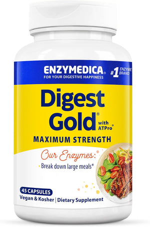 - Digest Gold (45 Capsules) | Digestive Enzyme Supplement | Digestive Enzyme Blend with ATPro for Maximum Support, Nutrient Supplement, Gut Health Supplement, Vegan, Dairy Free