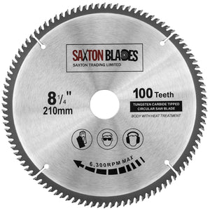 Saxton TCT Circular Fine Cutting Wood Saw Blade 210mm x 30mm x 100T Compatible with Festool Bosch Makita Dewalt