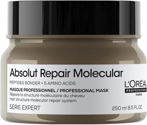 L’Oréal Professionnel Absolut Repair Molecular Rinse-Off Hair Mask For Extremely Damaged Hair Molecular Bond Repair More Smoothness with Extra Detangling & Suppleness 250ml