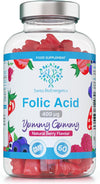 Folic Acid Gummies - 400μg, 60 Natural Berry Flavoured & Vegan Gummies - High Strength Vitamin B9 Folic Acid Pregnancy Support Prenatal Vitamin - No Artificial Sweeteners or Flavours – UK Made