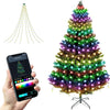 Horsetail Christmas Tree Lights Decorations with Ring Smart APP, 160LED 53ft Fairy Waterfall String Lights Outdoor & Indoor Strand Xmas Tree Multi Coloured Lights with Remote Control IP65 Waterproof