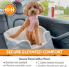 Pet Products Bucket Booster Dog Car Seat with Dog Seat Belt for Car, Washable Small Dog Car Seat, Sturdy Dog Booster Seats for Small Dogs, Medium Dogs, 2 Safety Leashes, Small Gray/Cream