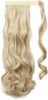 17" Clip in Hair Extensions Wrap around Ponytail Long Curly Wavy Hairpiece (17 inches, Sandy Blonde & Bleach Blonde)