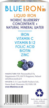 Liquid Iron Supplement with Nordic Blueberries + Vitamin C, Vitamin B12, Folic Acid, Biotin and Zinc | 250ml | Suitable for Vegans | Easily Absorbed and Gentle On The Stomach