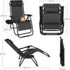 26" Zero Gravity Recliners Outdoor Adjustable Folding Reclining Lounge Chairs w/Pillows, Cup Holder Trays and Carry Strap for Patio Backyard Beach Navy Blue/Gray/Beige/Black Set of 2