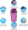 Protein Shaker Bottle with Stainless Steel Mixing Ball, Workout Water Bottle with Non-Leak Flip Lid 400ml for Fitness Sports Gym Supplement Drinks Bottles, Capacity for Smooth Shakes(Purple