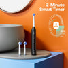 R1 Rotating Electric Toothbrush with 8 Brush Heads for Adults and Kids, 60-Day Battery Life, 5 Modes Rechargeable Power Toothbrush with 2-Minute Smart Timer, Black