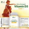 Vitamin D3 4000 IU - 400 Vegetarian Tablets - 13 Month Supply - High Strength 100 mcg Vitamin D - Immune System, Bone and Muscle Function Support -