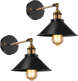 Vintage Wall Sconce Black Antique 240 Degree Adjustable Industrial Wall Light for Restaurants Galleries Aisle Kitchen Room Doorway 2 Pack