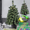 Pre-Lit Artificial 3ft Christmas Tree - MULTI COLOUR/WARM WHITE Mini Xmas Tree with Pot - Indoor/Outdoor - Battery Operated Doorway LED Christmas Tree (90cm)