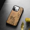 Magnetic Wood Case for iPhone 15 Pro Max [Solid Wood & Black Soft TPU] Shockproof Protective Cover Unique Wooden Case Compatible with magsafe (The Great Wave Off Kanagawa -Cherry)