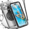 Self-Check Waterproof Phone Case for iPhone 12 Pro Max, Underwater Touchscreen Water Proof Dustproof Snowproof Diving Phone Case Built-in Screen Protector for Shower, Bike, Beach, Snorkeling