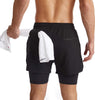 Men Running Shorts Men's Shorts Workout with Phone Pocket 2 in 1 Gym Training Shorts Lightweight Quick Drying