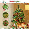 2Pcs Pre-lit Artificial Mini Christmas Tree, 2ft/61cm Tabletop Small Xmas Tree w/12 Pinecones, 35 Warm White LED Lights, Battery-Operated Christmas Tree for Home Party Decor, Green