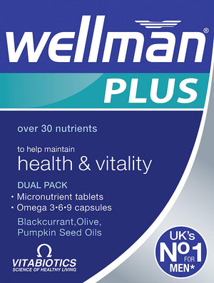 Plus Vitamins. UK's No.1 for Men. Comprehensive Multivitamin formula with Vitamin D, Omega 3-6-9 and Micronutrients. By