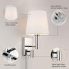 Plug-in Wall Light with LED Reading Light, Bedside Wall Sconce Lamp with Switch and Fabric Cylinder Shade, 1xE27/ES Indoor Wall Lights, Ideal for Bedroom Living Room Hotel