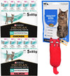 Gastrointestinal Cat Food Wet Bundle | Purina Pro Plan Cat Food EN | 5x85g Salmon and 5x85g Chicken | Breath and Dental Treats 21 Servings | 1x  Catnip Toy