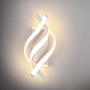 Modern LED Wall Light Indoor, 22W Elegant Spiral Wall Lamps for Bedroom, White LED Wall Sconce Lights Acrylic for Bedroom Living Room Hallway Stairs Hotel, Warm White 3000K