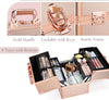 Makeup Box Cosmetics Case Jewelry Organiser Vanity Make Up Storage Box Beauty Train Case Lockable with Keys (Rose Gold)