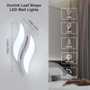 Modern LED Wall Light Indoor, 20W White LED Wall Lamp, 6500K Cool Light, Acrylic Leaf Shaped Sconce Wall Light for Bedroom, Hallway, Stair, Living Room, Corridor