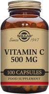 500 mg Vitamin C Vegetable Capsules - Pack of 100 - Seasonal Immunity Support - Potent Antioxidant - Reduces Tiredness and Fatigue - Collagen Formation - Vegan