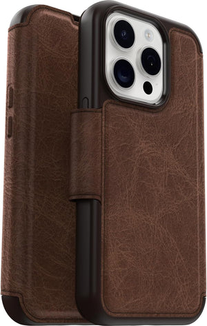 Strada Case for iPhone 15 Pro for MagSafe, Shockproof, Drop proof, Premium Leather Protective Folio with Two Card Holders, 3x Tested to Military Standard, Brown