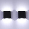 2Pcs LED Wall Lights Indoor Up Down Wall Lamp Wall Wash Light Wall Sconce Black 6W Modern Aluminum Lighting for Living Room, Bedroom, Hallway, Corridor, Stairs, Cool White