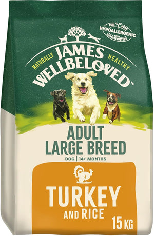 Adult Large Breed Turkey & Rice 15 kg Bag, Hypoallergenic Dry Dog Food