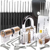 LockCowboy 30 Pieces Lockpick Set with 3 Transparent Practice Locks and Credit Card - Lock Picking Kit Gifts for Men- Best Beginner Pick Locking Set with Bonus E-Guides for Locksmiths