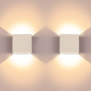 2 Pcs Modern Wash Lights, Aluminum Up and Down Indoor Lamp, 6W 3000K LED Wall Sconce, Suitable for Living Room, Bedroom and Hallway, Warm White, 3.9"×3.8"×2"