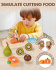 Wooden Kitchen Toys, Play Food for Toddlers 3+ Year Old, Toy Food with Fruit and Veg Toys, Play Food Sets for Children Kitchen, Pretend Play Gift for Boys Girls