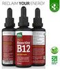 Vitamin B12 Liquid Drops (3000 mcg) Made in UK by  - Methylcobalamin + Adenosylcobalamin (50ml), High Strength, Bioactive, Vegan, Energy & Sleep Support, Sublingual, Like B12 injections