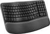 Wave Keys Wireless Ergonomic Keyboard with Cushioned Palm Rest - Graphite, QWERTY Italian Layout