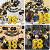18th Birthday Decorations for Boys Black and Gold Balloons Arch Kit with Number Foil Confetti Balloon Happy Birthday Bunting Banner Black Gold Party Decor for 18 Years Old Girls Men Women Anniversary